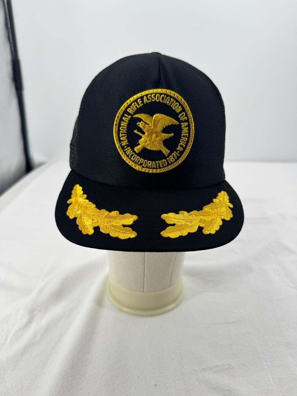 Vintage National Rifle Association (NRA) Embroidered Gold Leaf Trucker Hat